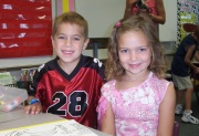 Sarah and her friend, Dallas on first day of school.