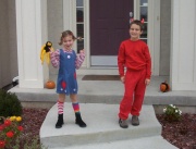 Pippi (holding Mr. Nelson) and the Devil
